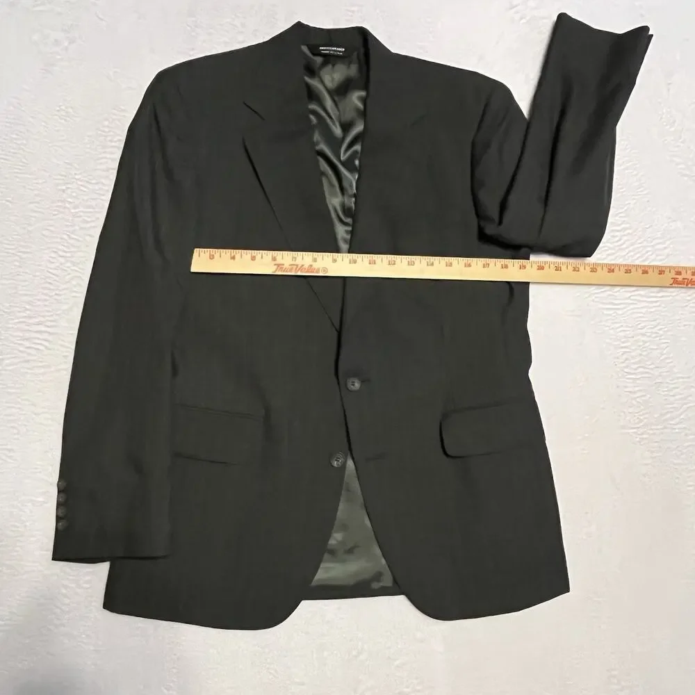VTG Early 90s Gray Pinstripe 40R 32x30 2pc Pant Suit 100% Wool Flat Front